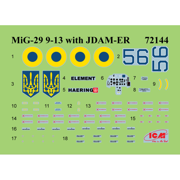 МіГ-29 Повітряних Сил України з бомбами JDAM-ER 1/72 ICM 72144