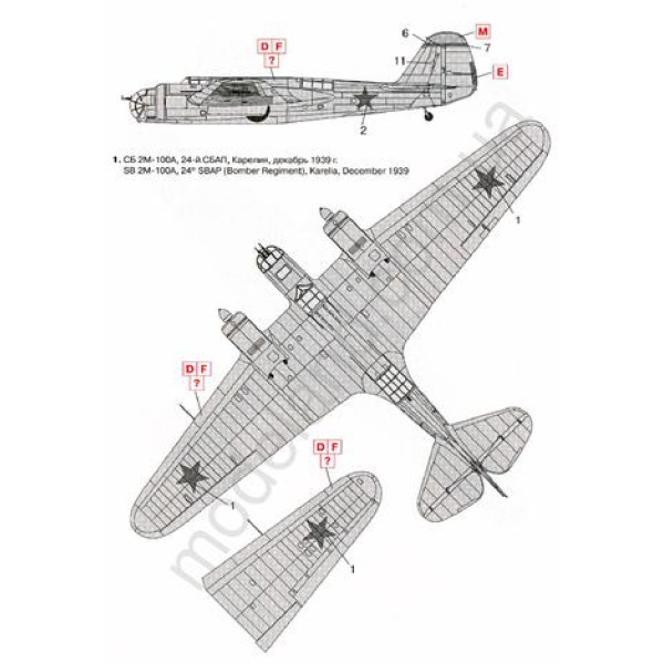 СБ 2М-100А, радянський бомбардувальник II Світ. війни 1/72 ICM 72162