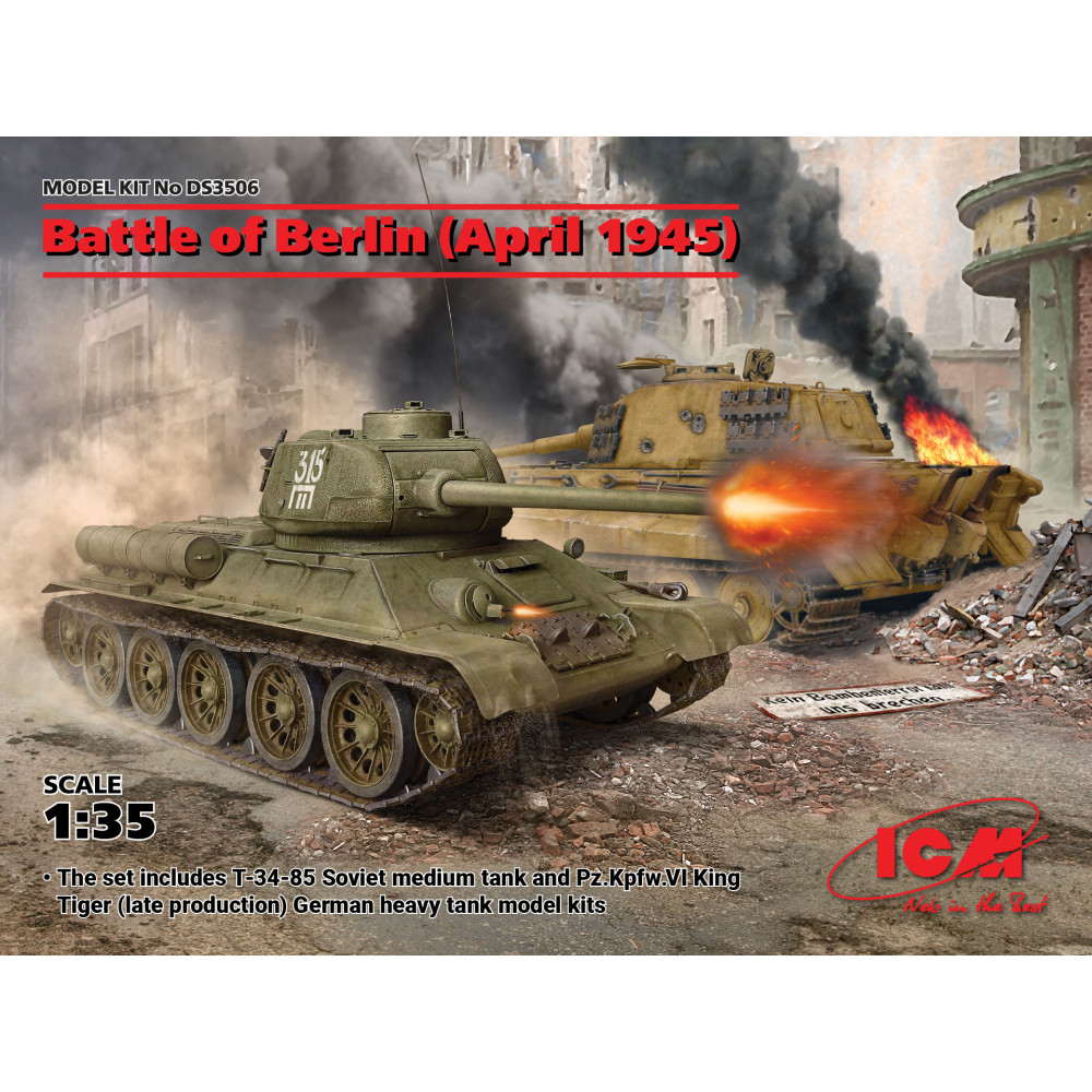 Битва за Берлін (квітень 1945 р.) (T-34-85, King Tiger) (дві моделі в наборі) 1/35 ICM DS3506