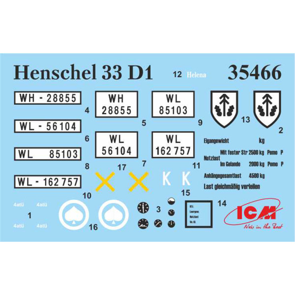 3-осні вантажні автомобілі Вермахту (Henschel 33D1, Krupp L3H163, LG3000) 1/35 ICM DS3508