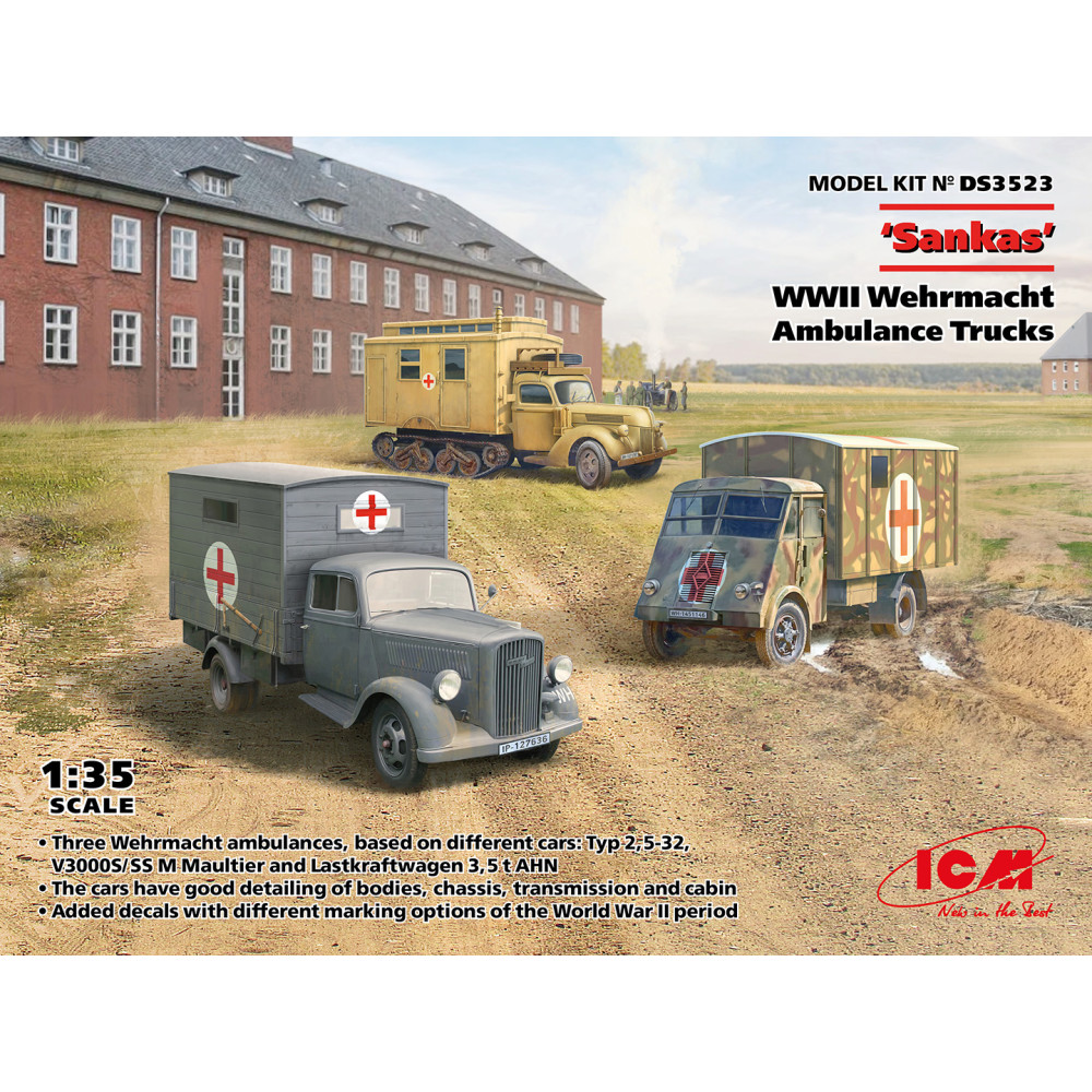 ‘Sankas’ WWII Wehrmacht Ambulance Trucks 1/35 ICM DS3523