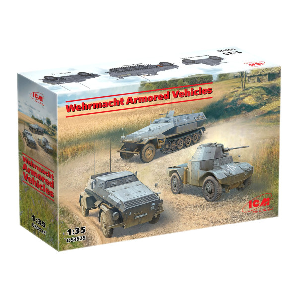 Бронемашини Вермахту (Sd.Kfz.251/1 Ausf.A, Sd.Kfz.247 Ausf.B, Panzerspahwagen P 204 (f)) 1/35 ICM DS3525