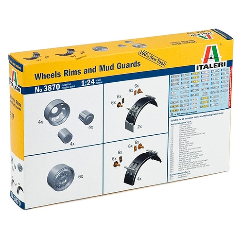Wheels Rims and Mud Guards 1/24 Italeri 3870