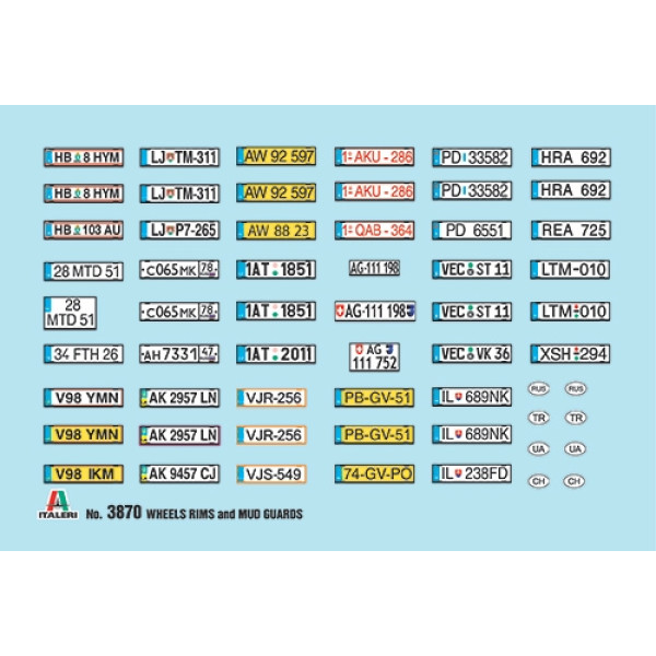 Wheels Rims and Mud Guards 1/24 Italeri 3870