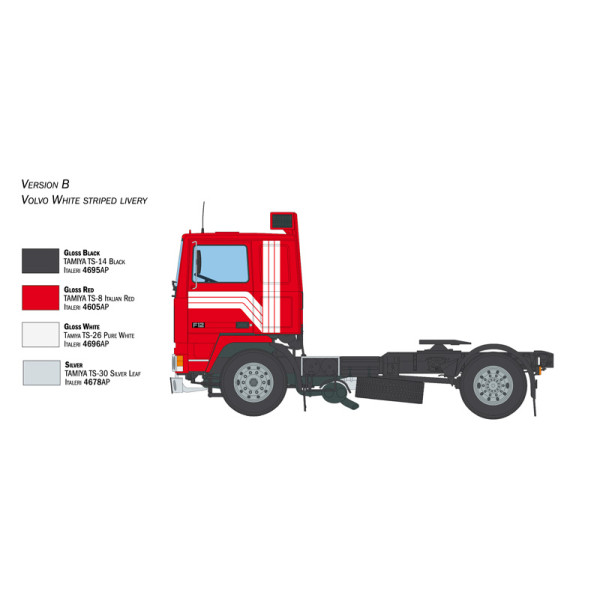 Volvo F12 Intercooler Low Roof with accessories 1/24  Italeri 3957