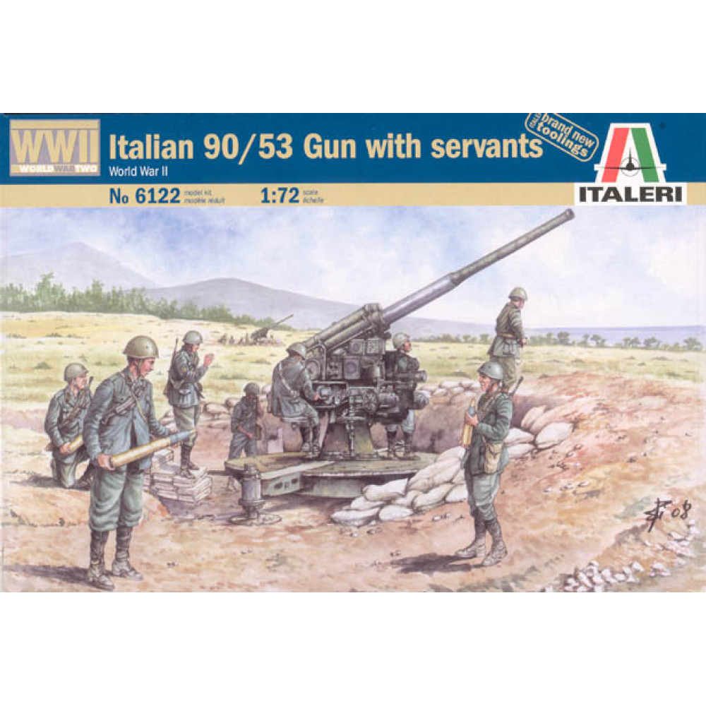  Italian 90/53 Gun with Crew 1/72 Italeri  6122