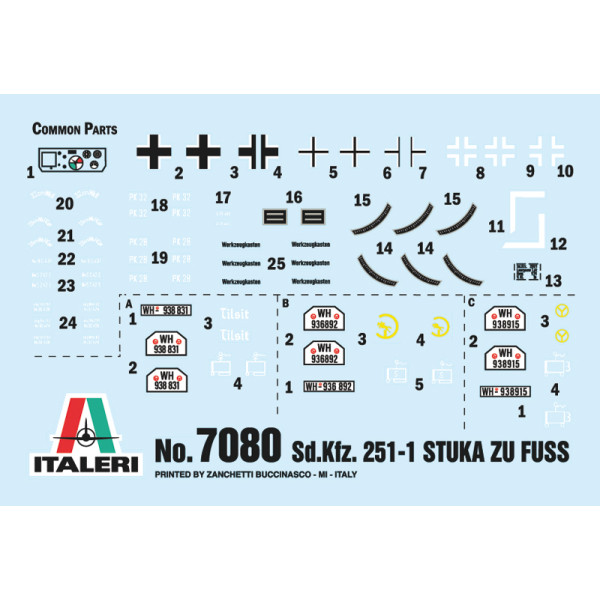 Збірна модель Sd. Kfz. 251/1 Wurfrahmen Stuka zu Fuss 1/72 Italeri  7080