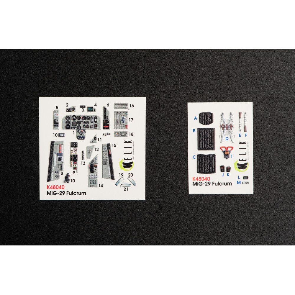 МіГ-29А (9-12) Fulcrum  3D Декаль Інтер'єр для GWH  1/48 Kelik K48040