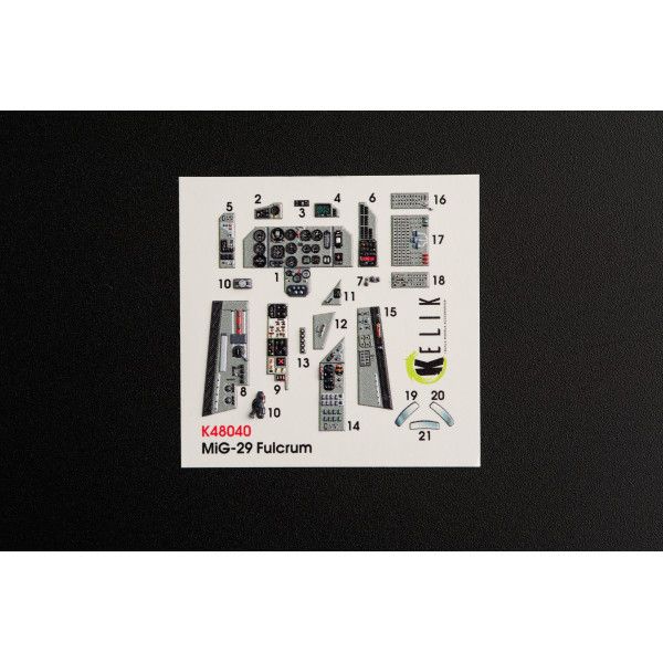 МіГ-29А (9-12) Fulcrum  3D Декаль Інтер'єр для GWH  1/48 Kelik K48040