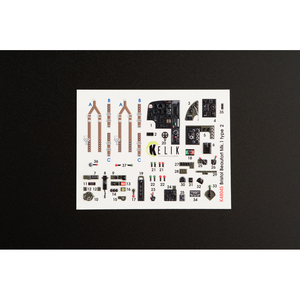 Bristol Beaufort Mk.1 type 2  interior 3D decals for  ICM kit 1/48 Kelik K48045