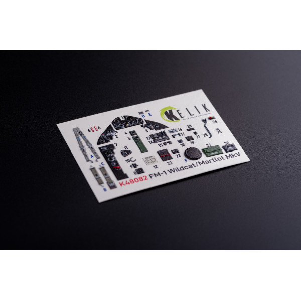 FM-1 Wildcat/Martlet Mk.V   interior 3D decals for Tamiya 1/48 Kelik K48082