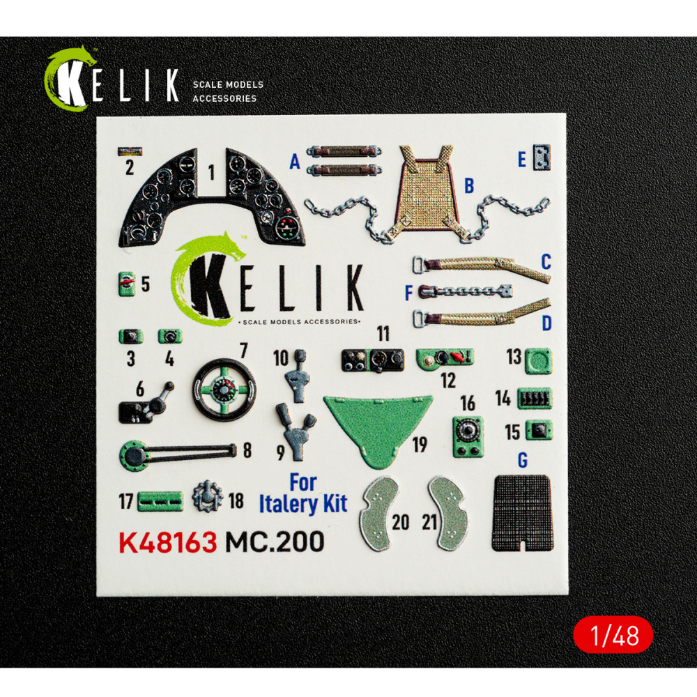 MC.200 - 3D Декаль Інтер'єр для набору Italeri 1/48 Kelik K48163