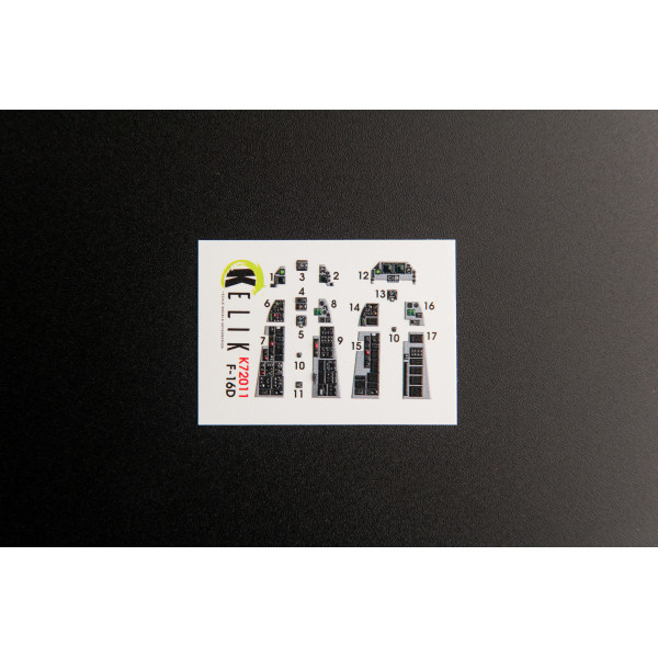 F-16D "Fighting Falcon" interior 3D decals for Kinetic kit 1/72 Kelik K72011