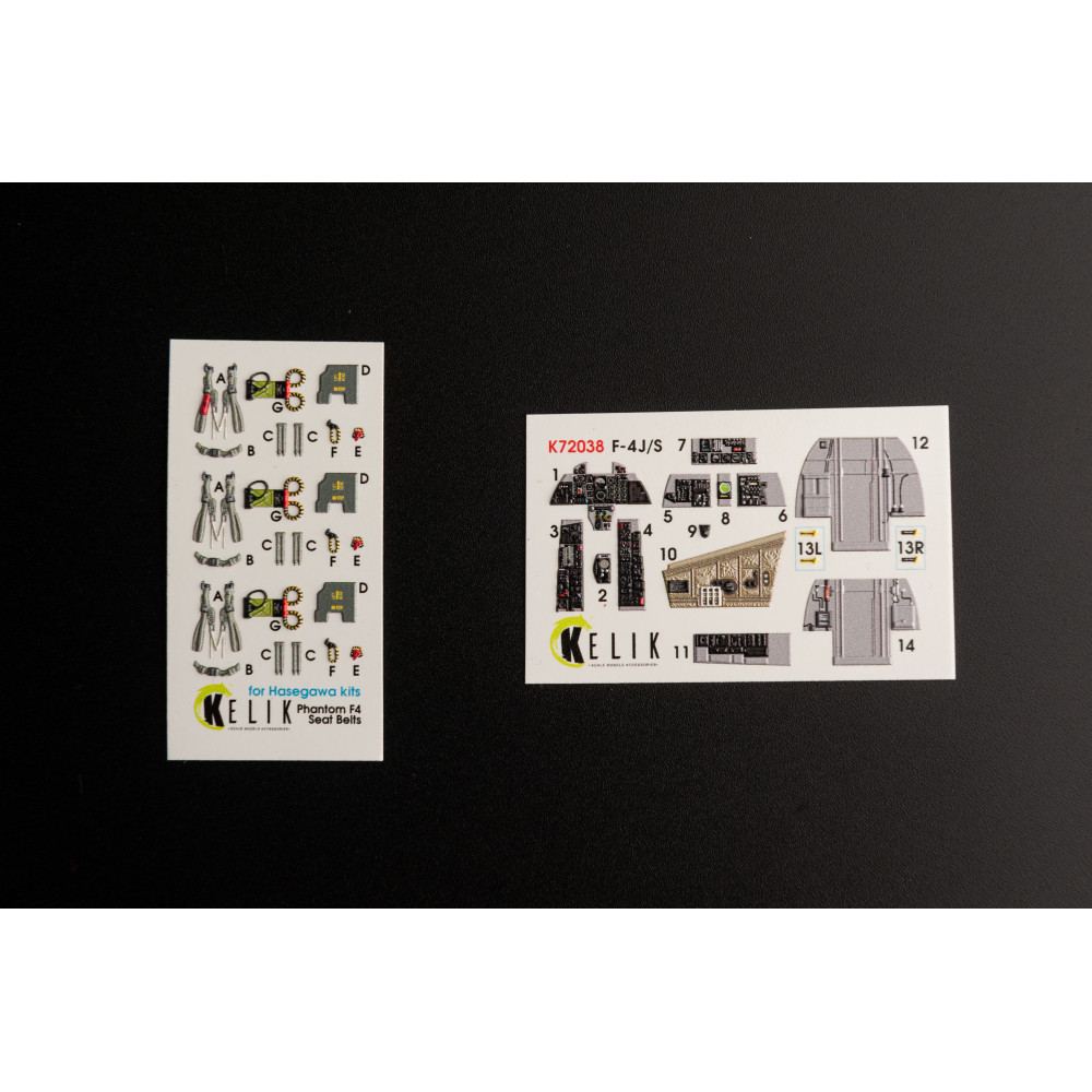 F-4J/S  "Phantom II"  interior 3D decals for Hasegawa 1/72 Kelik K72038