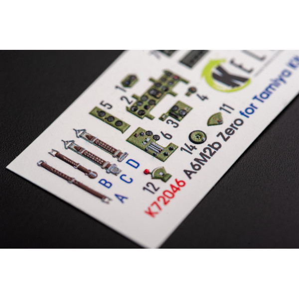 A6M2B Zero  interior 3D decals for Tamiya 1/72 Kelik K72046