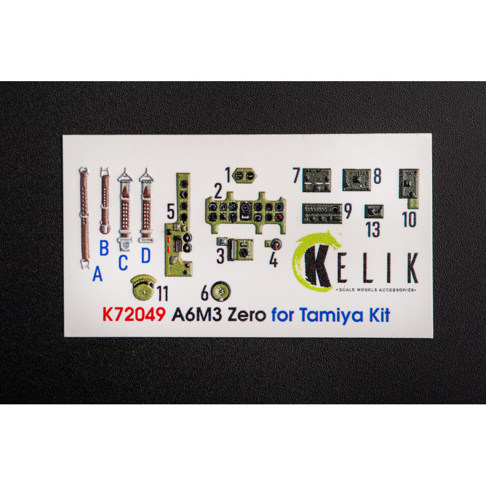 A6M3 Zero  interior 3D decals for Tamiya 1/72 Kelik K72049