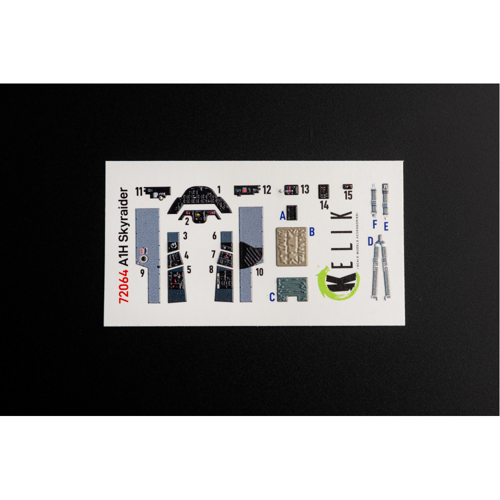 A-1H Skyraider   interior 3D decals for Hasegawa 1/72 Kelik K72064