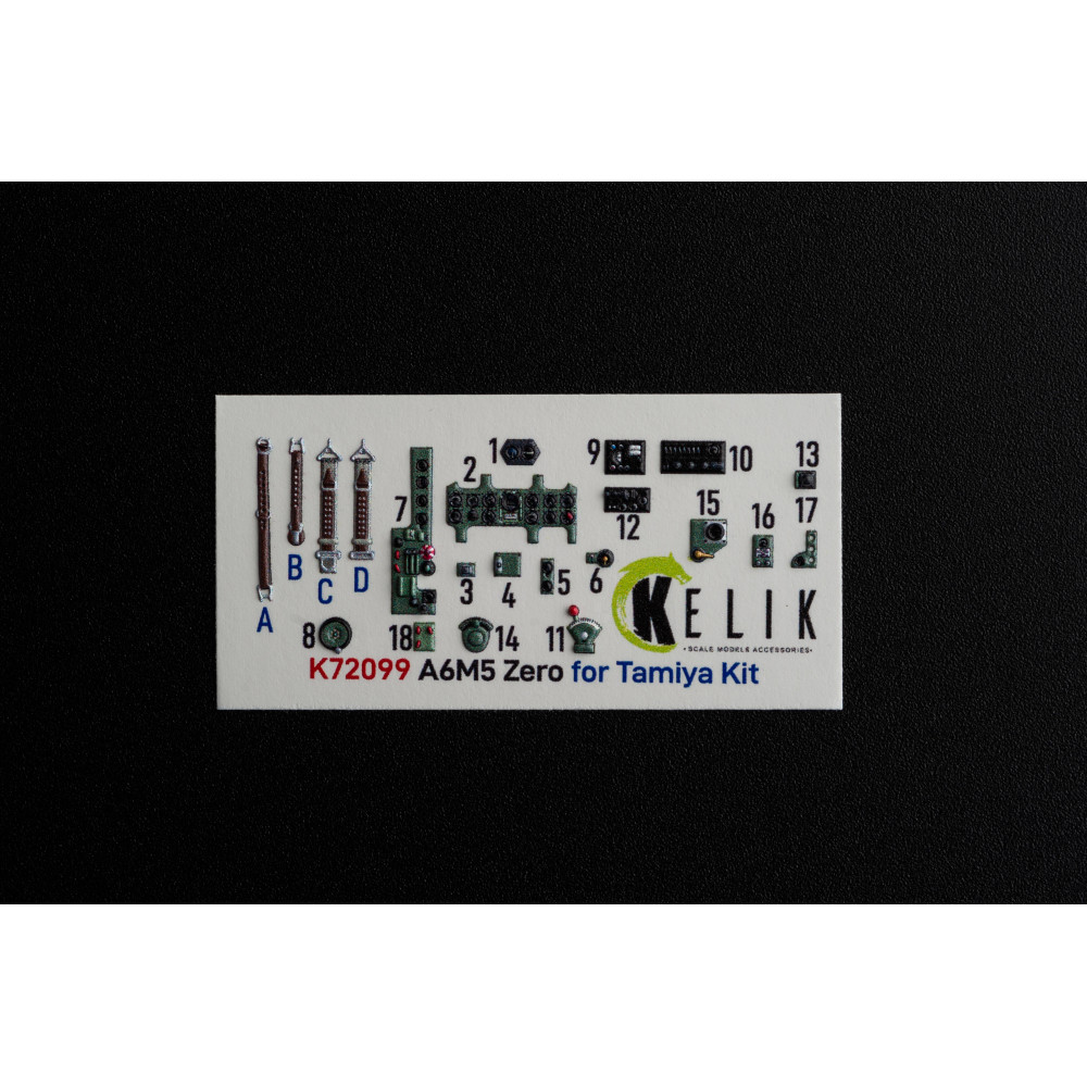 A6M5 Zero interior 3D decals for  Tamiya 1/72 Kelik K72099