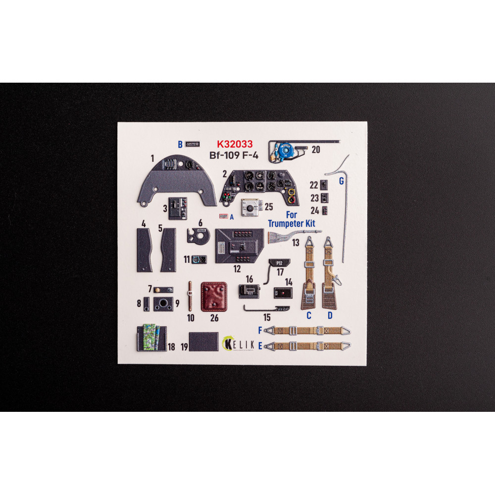 BF-109 F-4  - interior 3D decals for Trumpeter 1/32 Kelik K32033