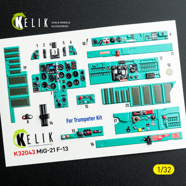 МіГ-21 F-13 - 3D Декаль Інтер'єр для набору Trumpeter 1/32 Kelik K32043