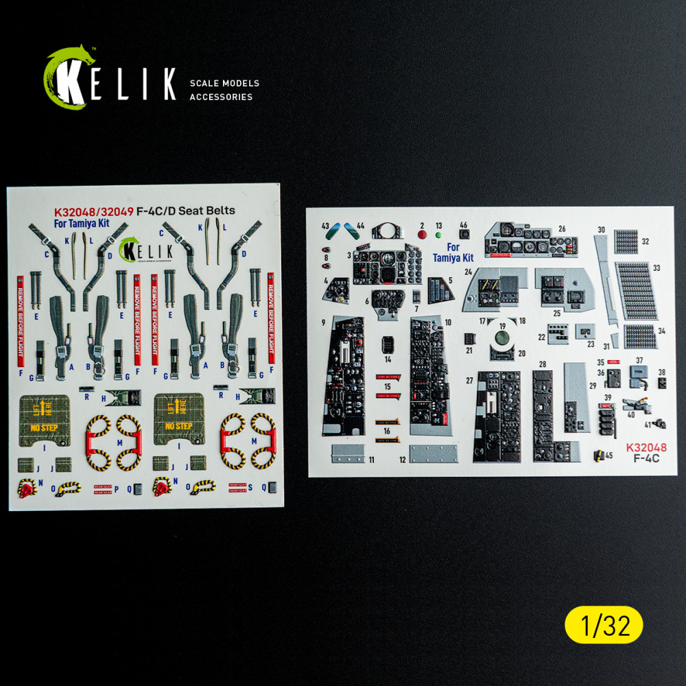 F-4C - interior 3D decals for Tamiya kit 1/32 Kelik K32048