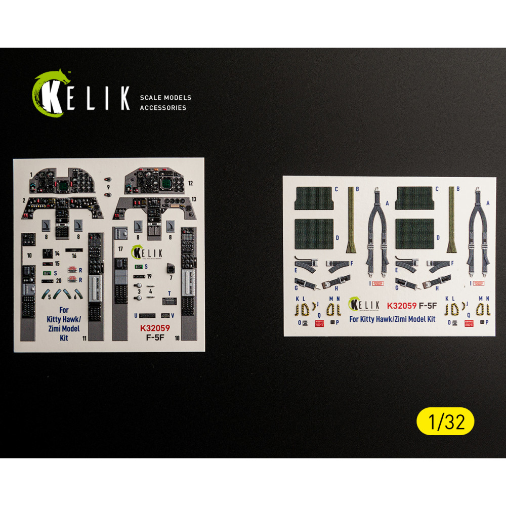 F-5F - interior 3D decals for Kitty Hawk/Zimi models kit 1/32 Kelik K32059