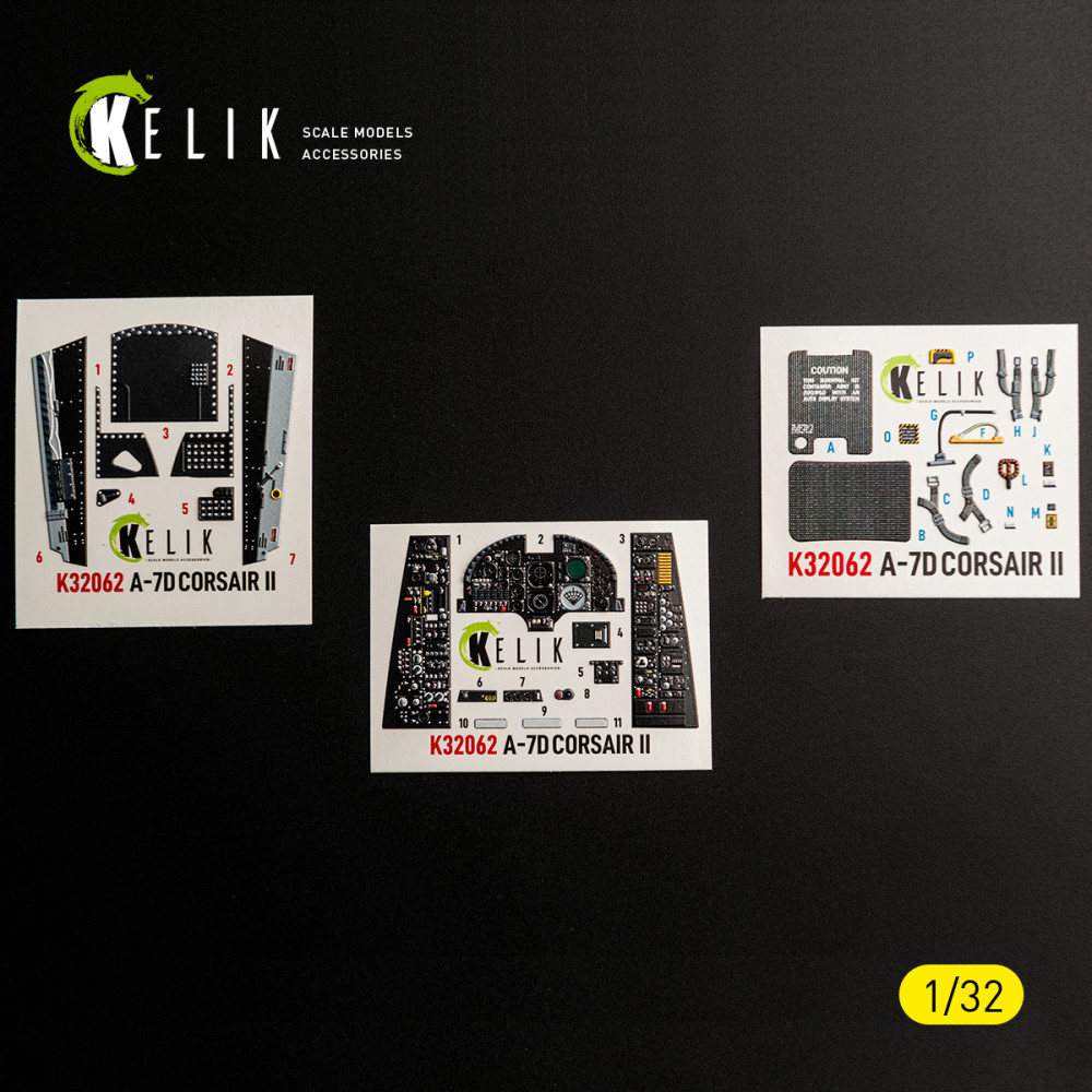 A-7D CORSAIR II  - interior 3D decals for Trumpeter kit 1/32 Kelik K32062