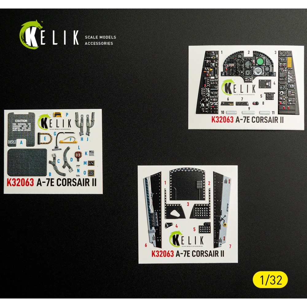 A-7E CORSAIR II  - interior 3D decals for Trumpeter kit 1/32 Kelik K32063