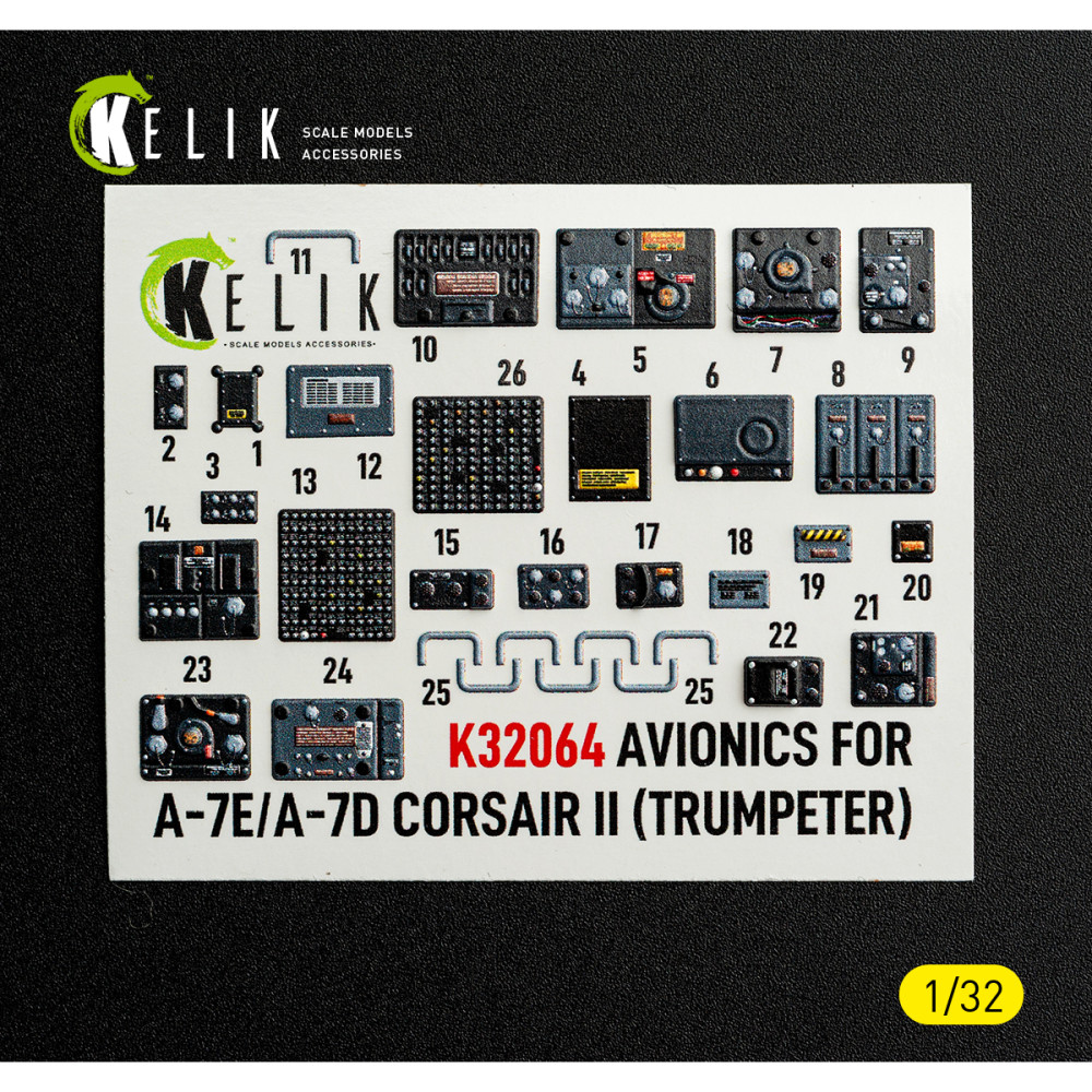 Avionics for A-7E/D CORSAIR II  - interior 3D decals for Trumpeter kit 1/32 Kelik K32064
