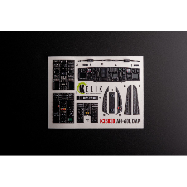 AH-60L DAP interior 3D decals for Academy kit 1/35 Kelik K35030