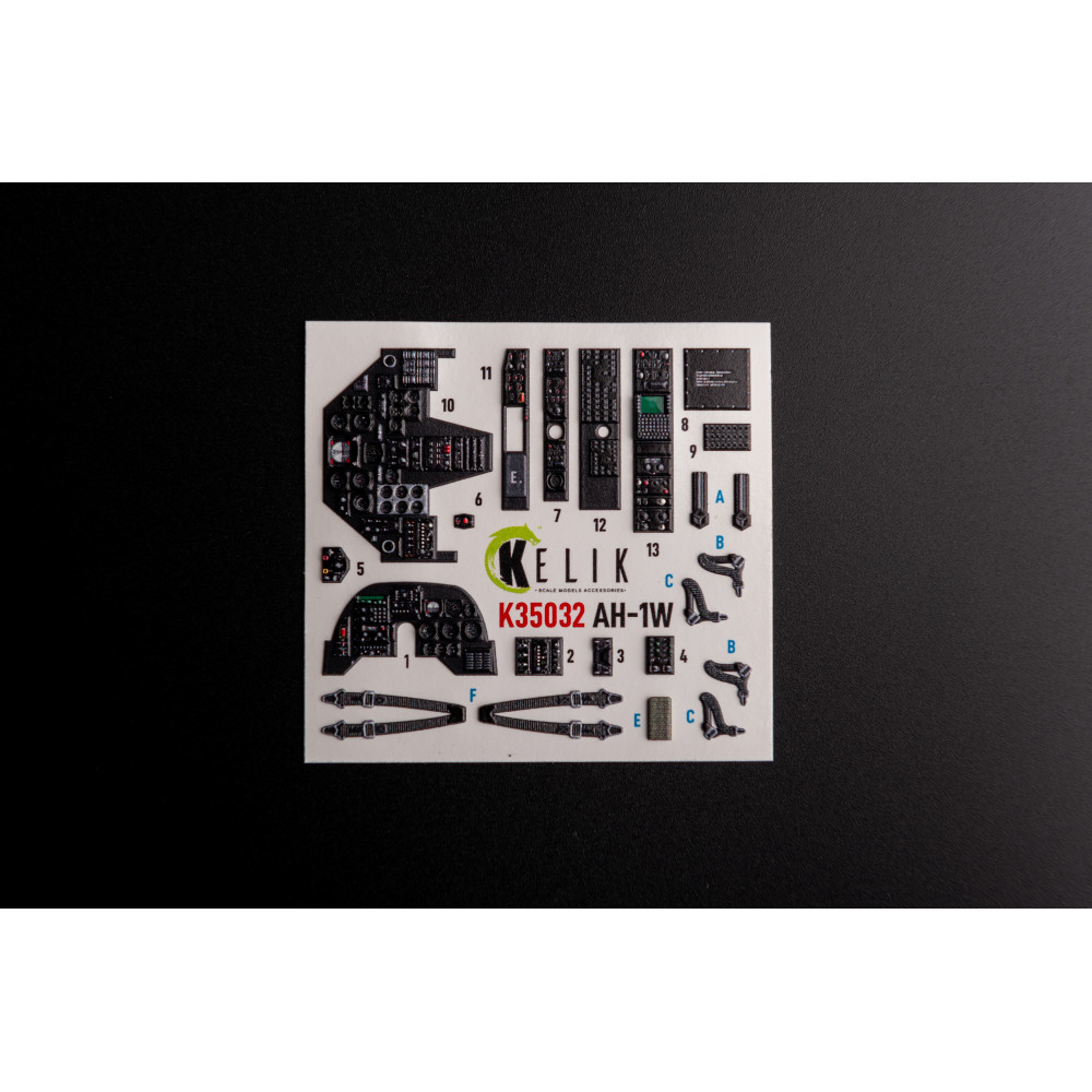 AH-1W interior 3D decals for Academy kit 1/35 Kelik K35032