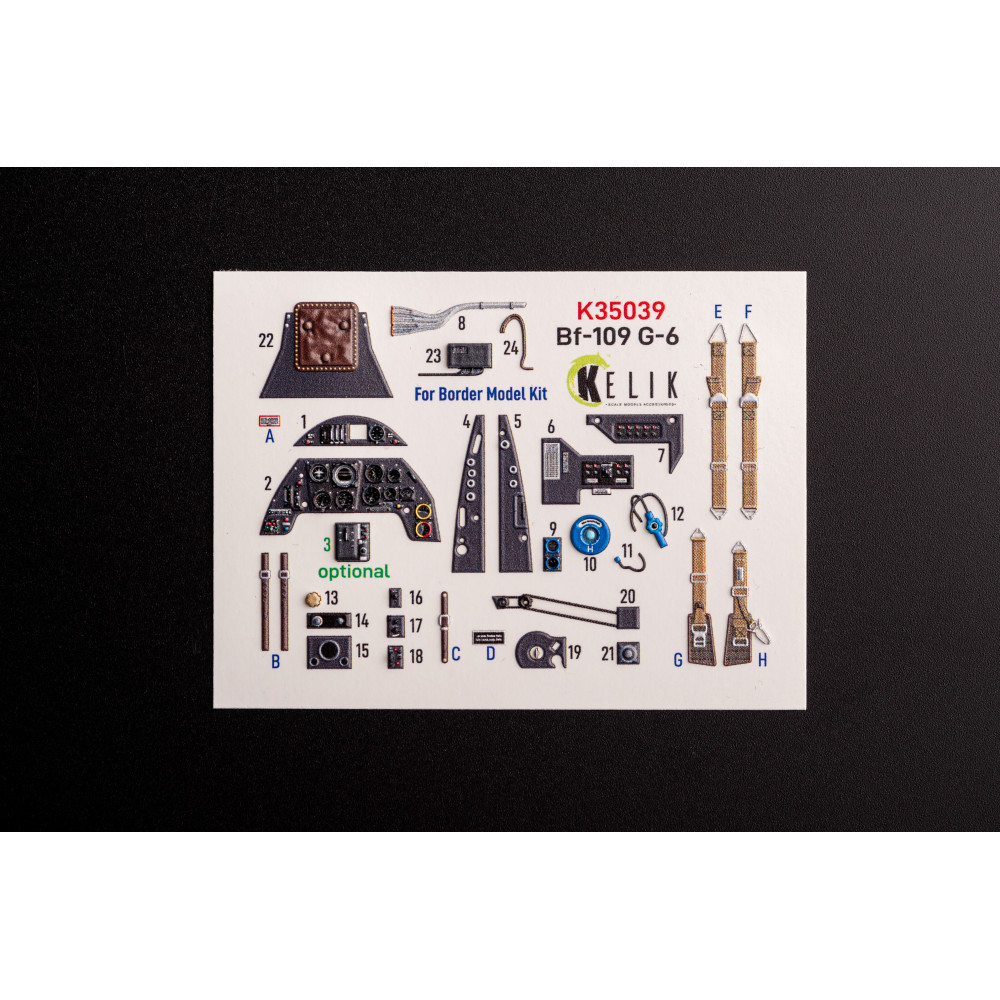 Bf-109 G-6 - interior 3D decals for Border Models 1/35 Kelik K35039