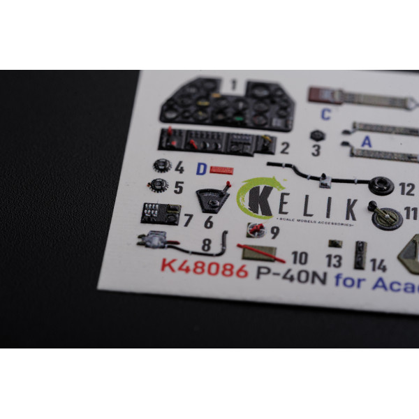P-40N interior 3D decals for Academy kit 1/48 Kelik K48086