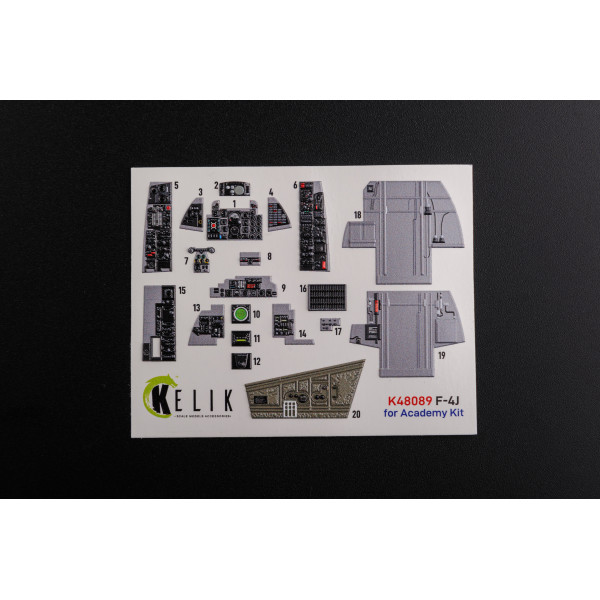 F-4J "Phantom II" interior 3D decals for Academy kit 1/48 Kelik K48089