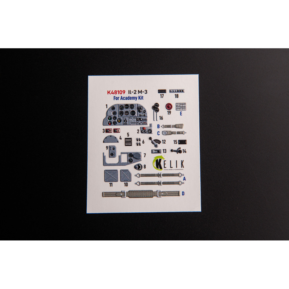 IL-2M3 3D Декаль Інтер'єр для набору  Academy/Accurate Miniatures  1/48 Kelik K48109