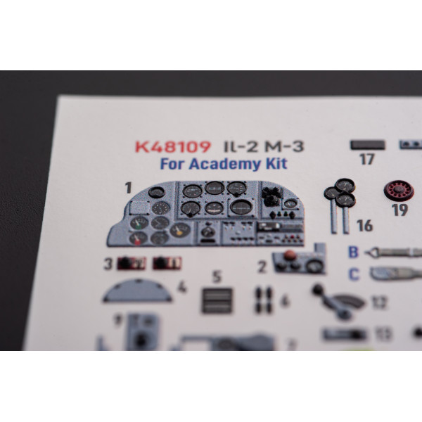 IL-2M3 3D Декаль Інтер'єр для набору  Academy/Accurate Miniatures  1/48 Kelik K48109