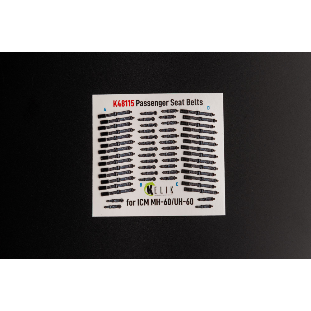Passenger Seat Belts for MH-60/UH-60 Black Hawk 3D Декаль Інтер'єр для набору ICM 1/48 Kelik K48115