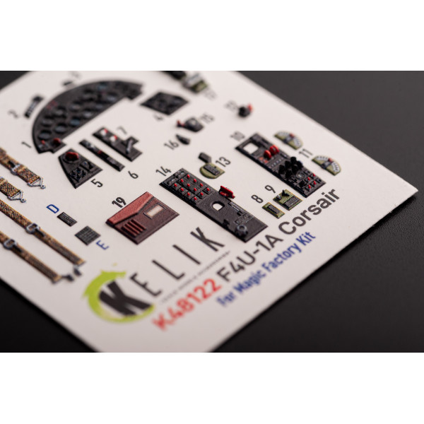 F4U-1A Corsair  - interior 3D decals for Magic Factory kit 1/48 Kelik K48122
