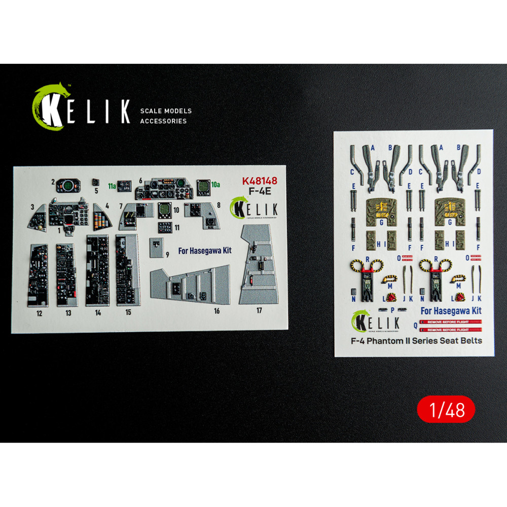 F-4E - interior 3D decals for Hasegawa kit 1/48 Kelik K48148
