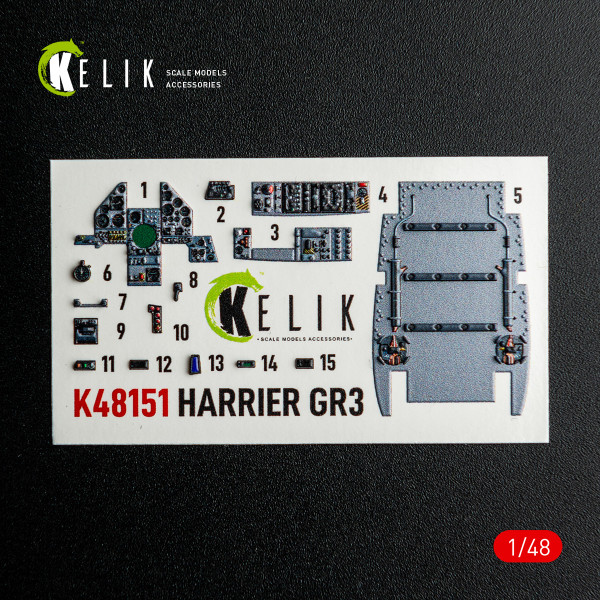 HARRIER GR3 - 3D Декаль Інтер'єр для набору Kinetic 1/48 Kelik K48151