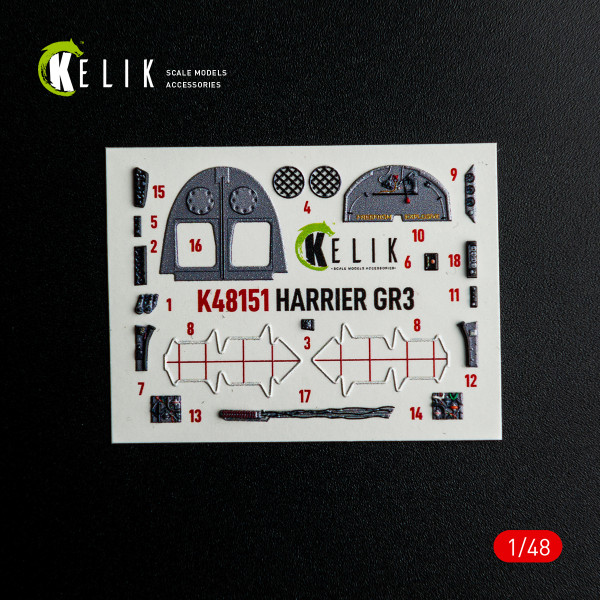 HARRIER GR3 - 3D Декаль Інтер'єр для набору Kinetic 1/48 Kelik K48151
