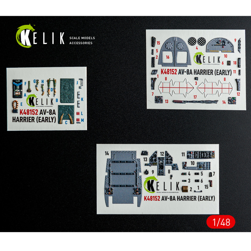 AV-8A HARRIER (Early) - interior 3D decals for Kinetic kit 1/48 Kelik K48152