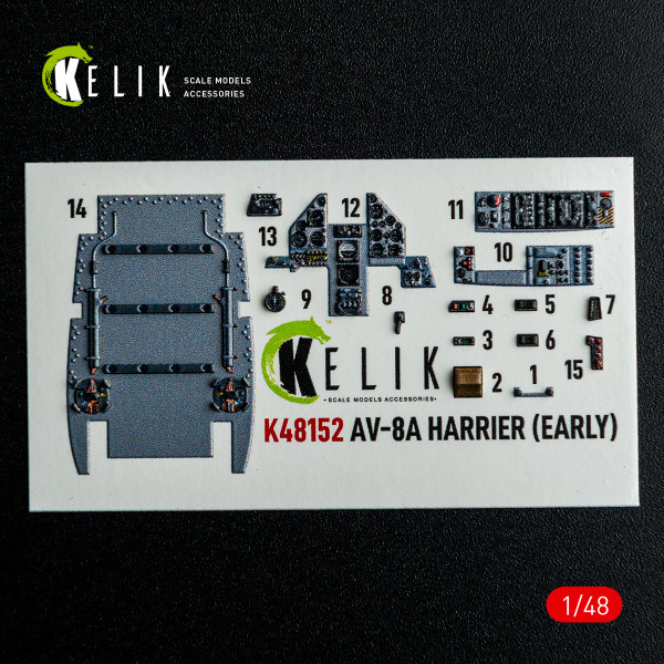 AV-8A HARRIER (Early) - 3D Декаль Інтер'єр для набору Kinetic 1/48 Kelik K48152