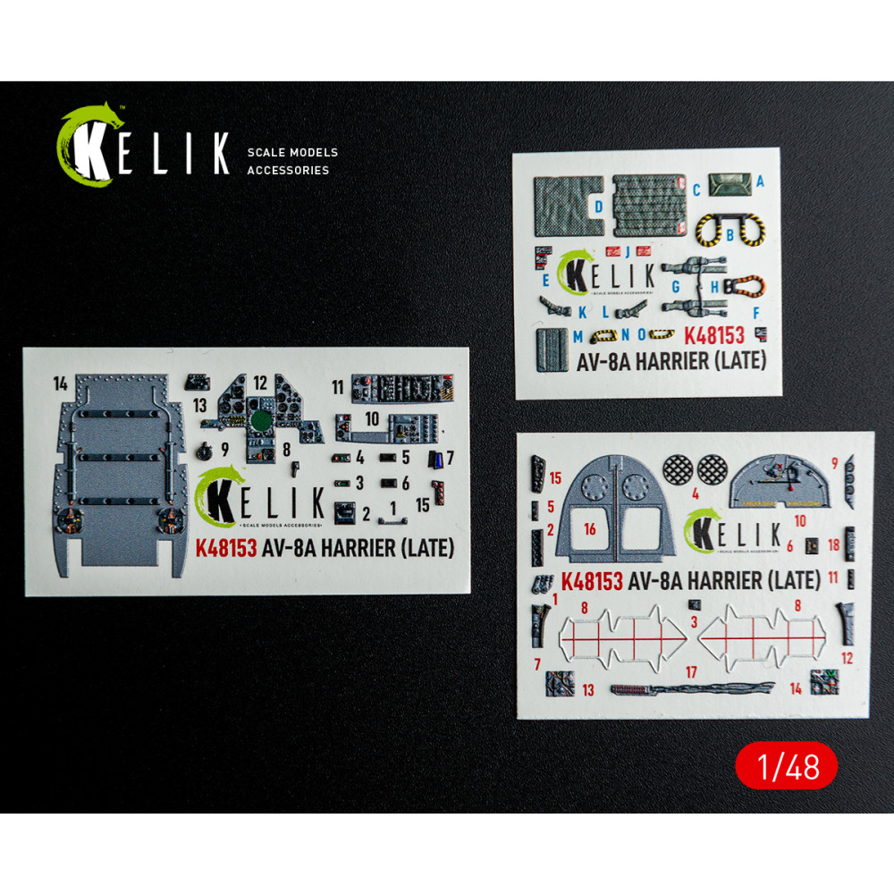 AV-8A HARRIER (Late) - interior 3D decals for Kinetic kit 1/48 Kelik K48153