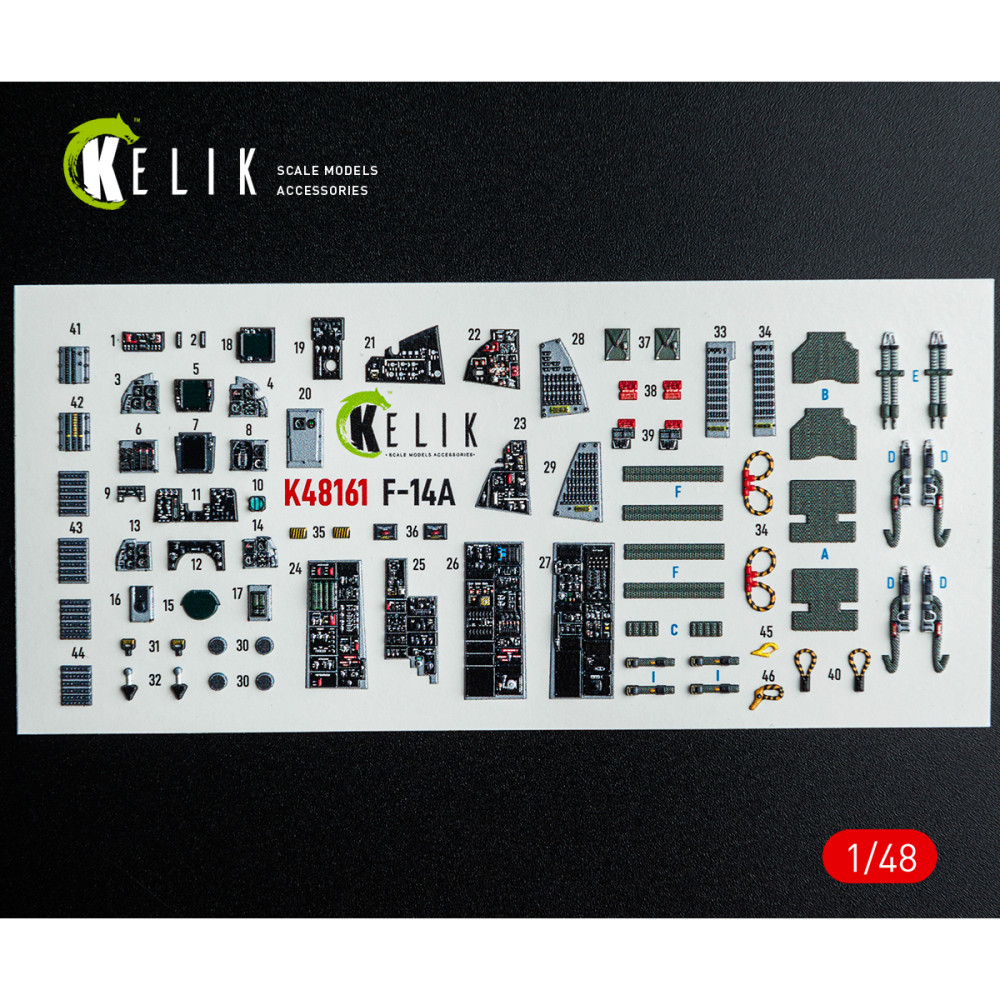 F-14A - interior 3D decals for GWH kit 1/48 Kelik K48161