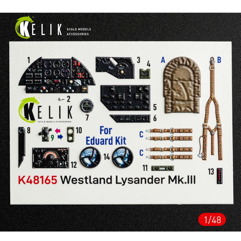 Westland Lysander Mk.III - 3D Декаль Інтер'єр для набору Eduard 1/48 Kelik K48165