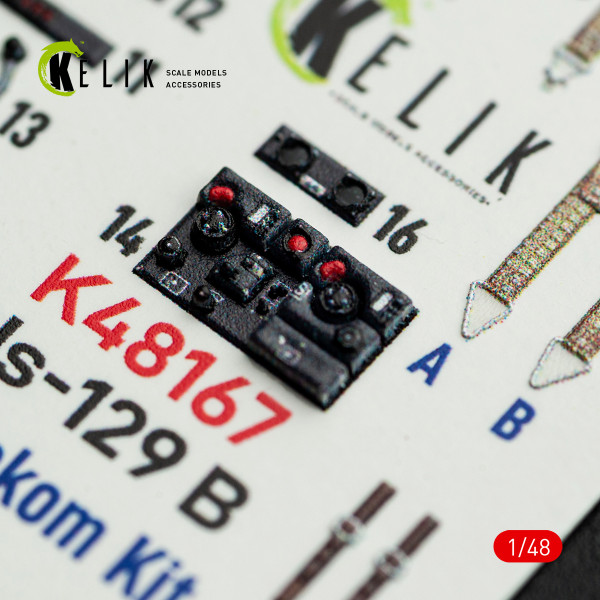 Hs-129 B - 3D Декаль Інтер'єр для набору Takom 1/48 Kelik K48167