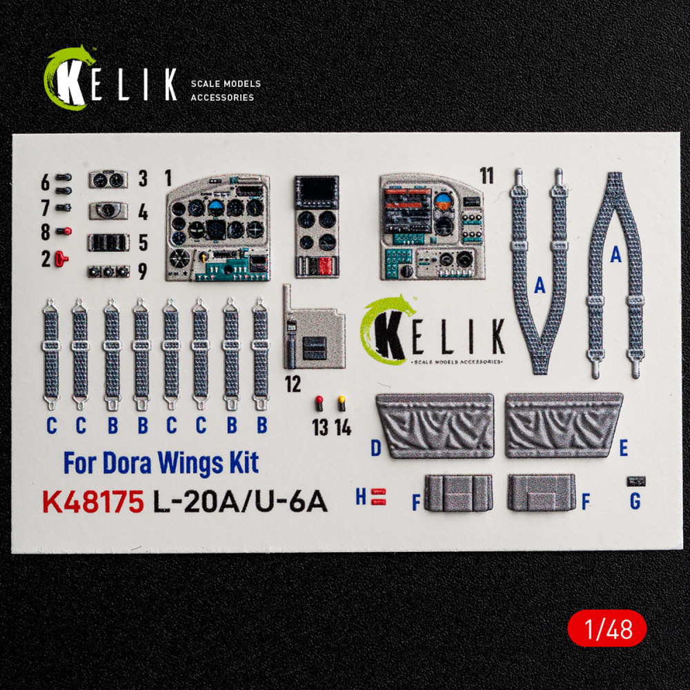 L-20A/U-6A тип 2 - 3D Декаль Інтер'єр для набору Dora Wings 1/48 Kelik K48175