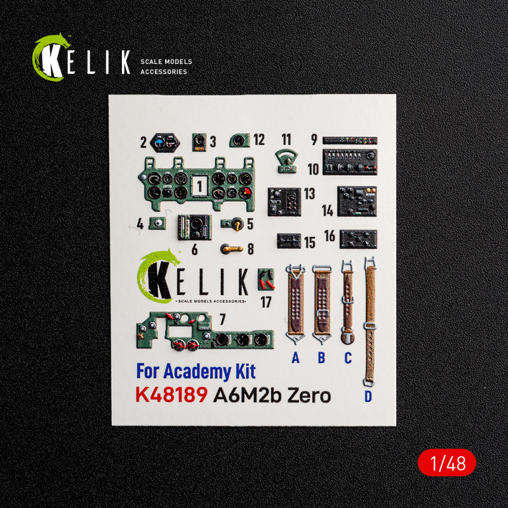 A6M2b Zero - 3D Декаль Інтер'єр для набору Academy 1/48 Kelik K48189