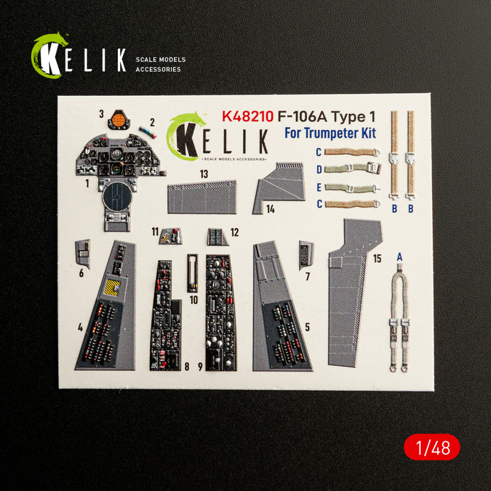 F-106A Delta Dart Type 1 - 3D Декаль Інтер'єр для набору Trumpeter 1/48 Kelik K48210